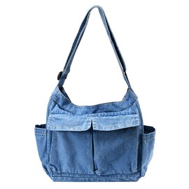 EUIEUT Canvas Messenger Bag, Canvas Messenger Bag, Shoulder Bag, Crossbody Bag with Multiple Pockets, Vintage Handbags, Leisure Bag with Large Capacity for Everyday Use, blue