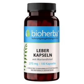 LEBER Kapseln mit Mariendistel & Cholinbitartrat – Mit Cholin zur Unterstützung der normalen Leberfunktion | Pflanzliche Rezeptur | 100 Kapseln | Von BIOHERBA