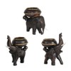 AeraVida Three Posing Elephants Carved Rain Tree Wooden Tealight Candle