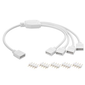 YAODHAOD 12 V 4-polig RGB 5 V 3-polig ARGB Splitter-Kabel & Verlängerungskabel (1-zu-4, RGB)