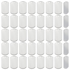 CRAFTYMELODY 40Pcs Stamping Blank Tags Stainless Steel Rectangle Stamping Tag Engraving Blanks Charms Dangle Pendant for Necklace Earring Pet ID Chain Bracelets Jewelry Making Diy Craft
