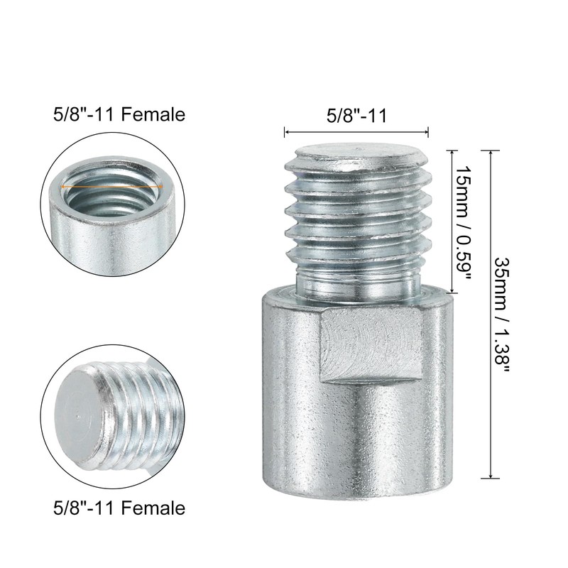 sourcing map 2pcs 5/8"-11 Female to 5/8"-11 Male Adapter Polisher