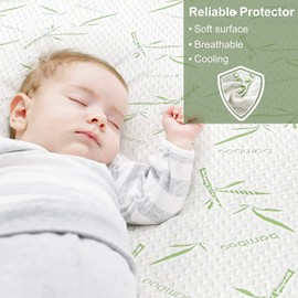 California King Waterproof Mattress Protector, Rayon Made from Bamboo Mattress Pad Cover, Soft Breathable Cooling Mattress Pad Cover, Deep Pocket up to 21” Tightly Fitted Mattress Protection