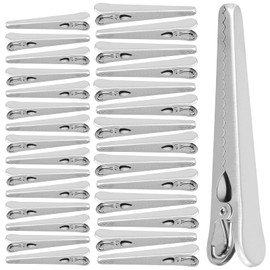 NGOSUET Pack of 30 Stainless Steel Closing Clips, Silver, 8 cm and 11.5 cm Metal Sealing Clips, Sealing Clips for Bags, Food, Coffee, Bread