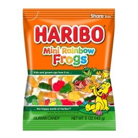HARIBO Gummi Candy, Mini Rainbow Frogs, 5 oz. Bag (Pack of 12)