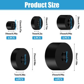30 Pcs Multi Purpose Rubber Spacer 5 Sizes Spacers Thick Washer Rubber Bushings Washers for Screws Anti Vibration Spacer Bushings Flat Washer