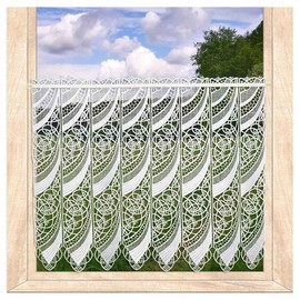 atelier alles-Spitze White lace panel curtain Malu made of real Plauen air lace embroidery fairy house curtain (height x width: 55 x 96 cm)
