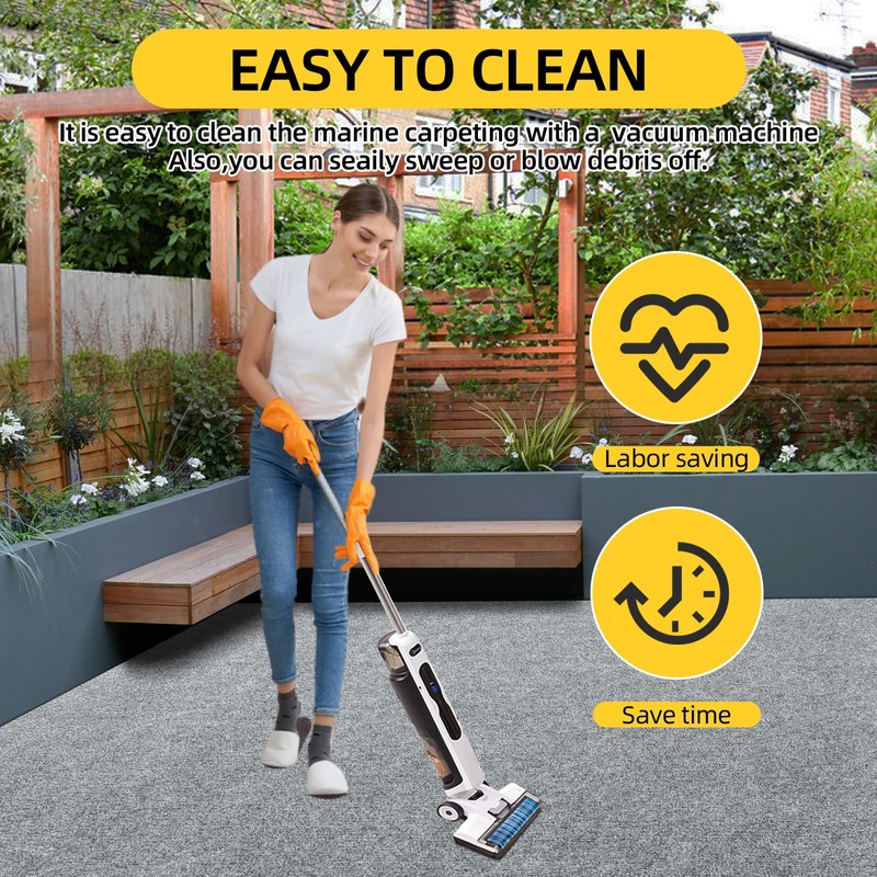 Grefinity Marine Carpet,5 FT x 25 FT Smoke Gray Indoor