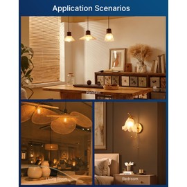 FLSNT 6 Pack G25 LED Globe Edison Bulbs for Bedroom and Living Room, 2200K Warm White, CRI90+ Dimmable, 40W Equivalent, 400LM, E26 Base, Amber Glass Decorative Bulbs, UL Listed