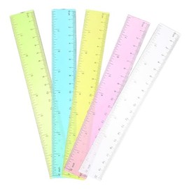 Operitacx Juego de 5 Reglas de Plástico de 20 cm, Reglas Escolares de Colors con Escala Métrica para Estudiantes, Dibujo, Manualidades, Aula y Oficina