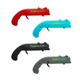 Cap Gun Bottle Opener, Launcher Shooter Funny Shoots Gun Creative Drink Opener for Game Family Party Bar Outdoor Barbecue (4, red-black-blue-gray)