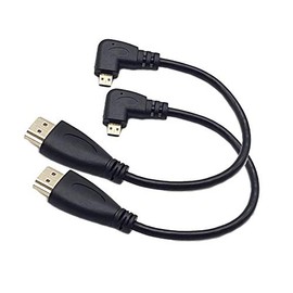 LiKuCo 2Pack 8inch 90 Degree Angled Micro HDMI Male To HDMI Male Cable Adapter Connector (Black 2Pack Left Angled)