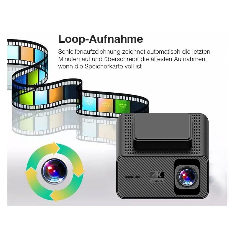 Lescars Autokamera Dashcam: 4K-UHD-Dashcam mit GPS, 1,47″ IPS-Display, G-Sensor, Parkwächter,