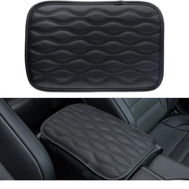 Auto Center Console Pad, Universal Waterproof Armrest Seat Box Cover, Car Interior Accessories, Leather Auto Armrest Cover Protector for Most Vehicle, SUV, Truck (Black, 28.5 * 20cm)