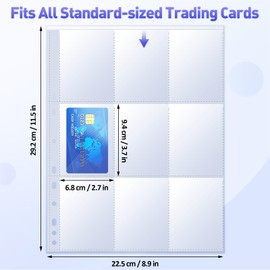 Euqvunn Trasparente Raccoglitore Carte, 42 Fogli 756 Tasche Bustine per Carte, Rinforzo dei bordi Buste Cartes, 9-pocket Card Sleeves per TCG e cartes sportive