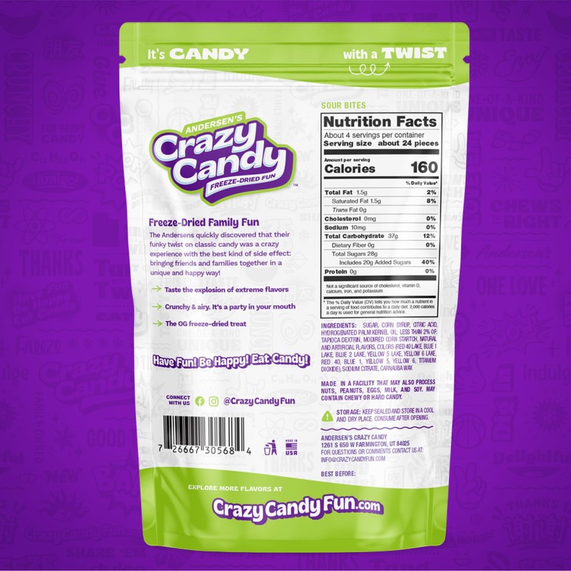 Freeze Dried Sour Candy - Crazy Candy Sour Bites; Intense