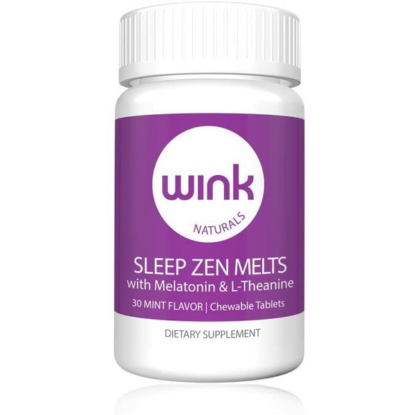 Wink Naturals Sleep Zen Melts for Adults, Melatonin 3mg Per Melt, Natural Sleep Aid for Insomnia, Tension and Stress Relief, Drug Free and Non-Habit Forming (Fresh Minty Taste, 30 Melts)