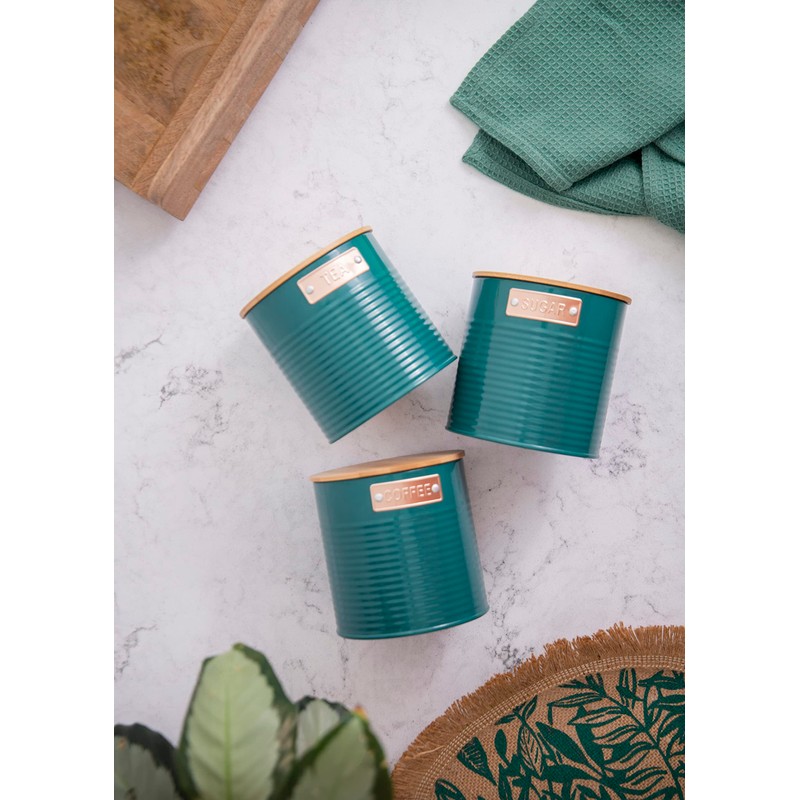 KitchenCraft Storage Canisters, Teal, 3 Pieces, Gift Boxed