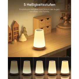 Bonsery Bonsery Nachttischlampe, Led Nachttischlampe Touch Dimmbar USB Aufladbar mit Fernbedienung, Nachtlicht Kinder mit 13 Farben 3 Modi, Tischlampe Kabellos mit Timer fr Schlafzimmer Wohnzimmer (1)