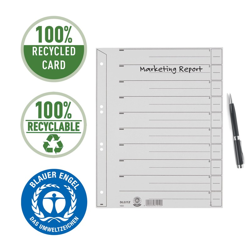 Leitz Register für A4, Deckblatt und 10 Trennblätter, Taben individuell