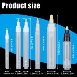 NICENEEDED 6 Pcs Empty Refill Paint Markers, Blank Refillable Paint Pens, Water Soluble Color Markers Drawing Pens White Acrylic Paint Pen Oil Water Ink Drawing Markers for Art Painting Crafts