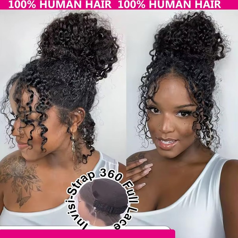 360 Lace Front Wigs Human Hair Hidden Strap Deep Wave