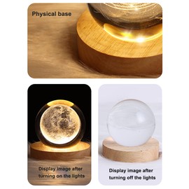 3D Deer Forest Crystal Ball Night Light Ball Projection Lamp Planet Model,3D Crystal Ball with Led Wooden Base for Christmas Thanksgiving Birthday, Home Room Decor LED Night - USB Powered