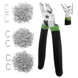 Ruibapa 300 Pcs Hog Rings with Bent Hog Ring Pliers Kit 3/4" 1/2" 3/8 "Galvanized Hog Rings forBagging、DIY Craft、Furniture、Animal Pet Cages、Ropes