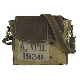 Sunsa Vintage Umhängetasche. Kleine Tasche aus Canvas & Leder. Nachhaltige Messenger Bag. Geschenk Ideen für Sie/Ihn