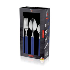 RB Renberg Funny Blue - Cover Game 24 Pieces Stainless Steel - 6 Spoons - 6 Forks - 6 Knosters - 6 Teaspoons - Tumble Ready - Blue Colour