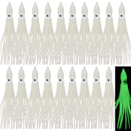 Soft Plastic Octopus Squid Skirt Fishing Lures Saltwater Octopus Skirts Glow Lure Trolling Bait Fishing Tackle for Sea Bass Salmon Trout 7cm 9cm 11cm, 30pcs