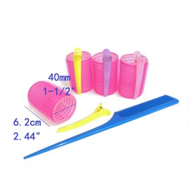Kamay's Hair Rollers Set 12 count Curlers Rollers With 12 Duckbill Sectioning Clips 1 Combs Used for Hair Haircut Styling Self Grip Rollers for Hair (41mm 1-1/2")