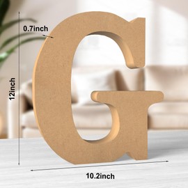 Aruatu 12 Inch Balsa Wooden Letters Unfinished Wood Letters for Wall Decor Decorative Standing Letters Large Letters for Wall Decoration for Craft Home Party Projects (G)