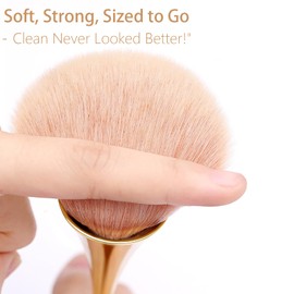 MOLILON 3Pcs Nail Dust Brush (Gold), Loose Nail Brushes for Cleaning, Dust Clean Up | Soft Fluffy Foundation | Dip Powder | Makeup | Blush, Nail Art Brushes for Salon & Home, Daily & Travel