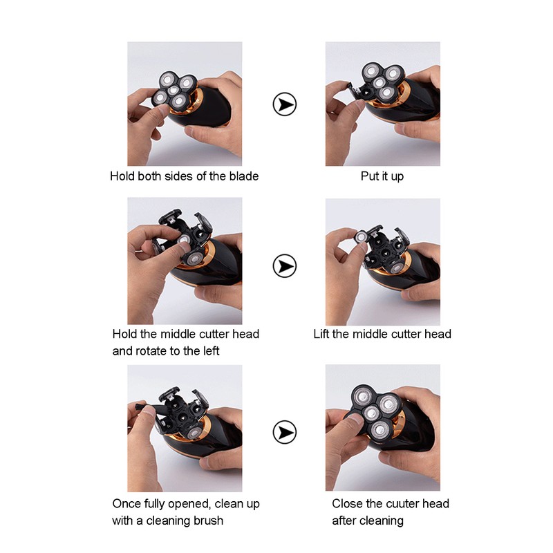 5 in 1 Electric Head Shaver IPX7 Waterproof Intelligent Floating