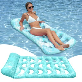 Air Mattress Pool 170 x 80 cm, Water Hammock, Swimming Mattress, Pool Toy, Portable Swimming Chair for Water Party, Water Fun, Summer Fun Adults Children - Blue