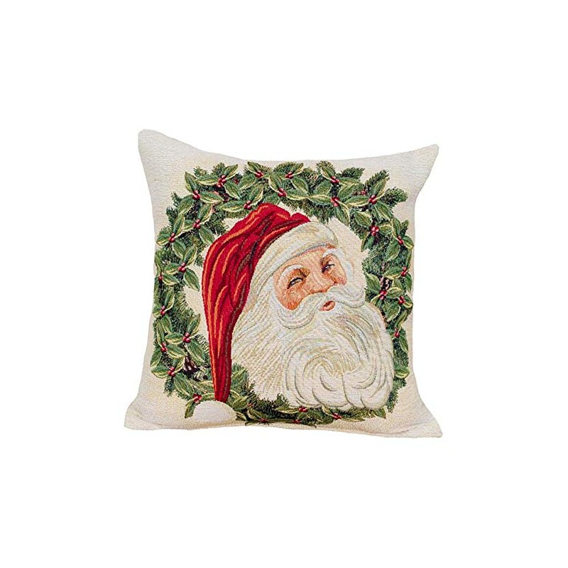 Peggy Wilkins Santa's Wreath Christmas Tapestry Cushion - 45cm x