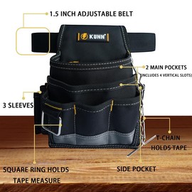 KUNN Electrician Tool Pouch - Durable Small Basic Maintenance Tool Pouch Belt with Belt Clip - Color: Blue