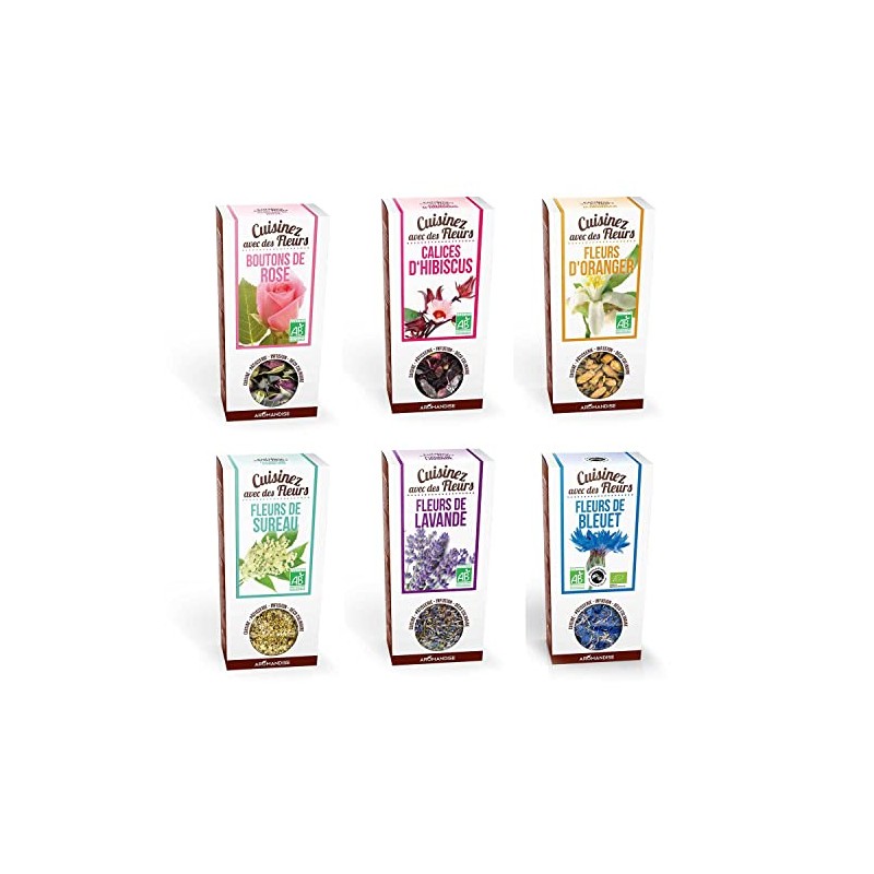 Kit 6 Edible Flowers - Pink, Hibiscus, Lavender, Orange Tree,