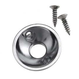 Guitar Input Jack Socket Plate in Chrome Round or Telecaster Including Screws Silver