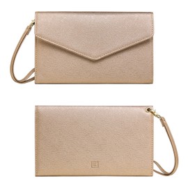 KROSSLON Rfid Passport Holder Tri-fold Travel Wallet Women Medium Wristlet, Rose Gold(215#), One_Size, Travel