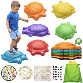 Stepping Stones for Kids Outdoor Toys for Toddlers 3-5 8 Pcs Frog Balance Step Stone Up to 265lbs Indoor Outdoor Toys for Kids Obstacle Course Sensory Toys for Toddler Ages 3-8 Gift for Boys Girls