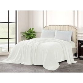 BYTIDE Extra Large Milk Flannel Blanket 120" x 120" (10' x 10') Oversized Huge Family Size Bed Blanket, 500GSM Luxury Fuzzy Soft Plush Warm Breathable Bed Blankets for All Seasons, White