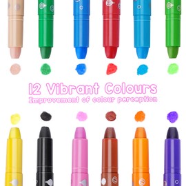 JYPS Unicorn Washable Crayons for Toddlers, 12 Colours Non-Toxic Twistable Crayons with Pen Holder, Drawing Colouring Crayon Set for Back to Schoo, Unicorn Gift for 3-7 Year Old Girls/Boys