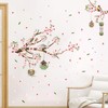 HPNIUB Pink Flower Tree Branch Birds Wall Stickers Floral Wall
