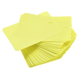 TOP-VIGOR 100Pcs Plastic Shipping Tags, 40x60x0.2mm Waterproof Hang Tags, Blank Labeling with Eyelet for Product Identification Labels Valve Marking Outdoor Tagging, Yellow