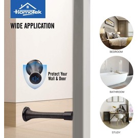 HOMOTEK 50 Pack Oil Rubbed Bronze Spring Door Stops,3-1/8” Heavy Duty Door Stop - Flexible Spring Door Stopper with Low Mounted Black Rubber Bumper Tips