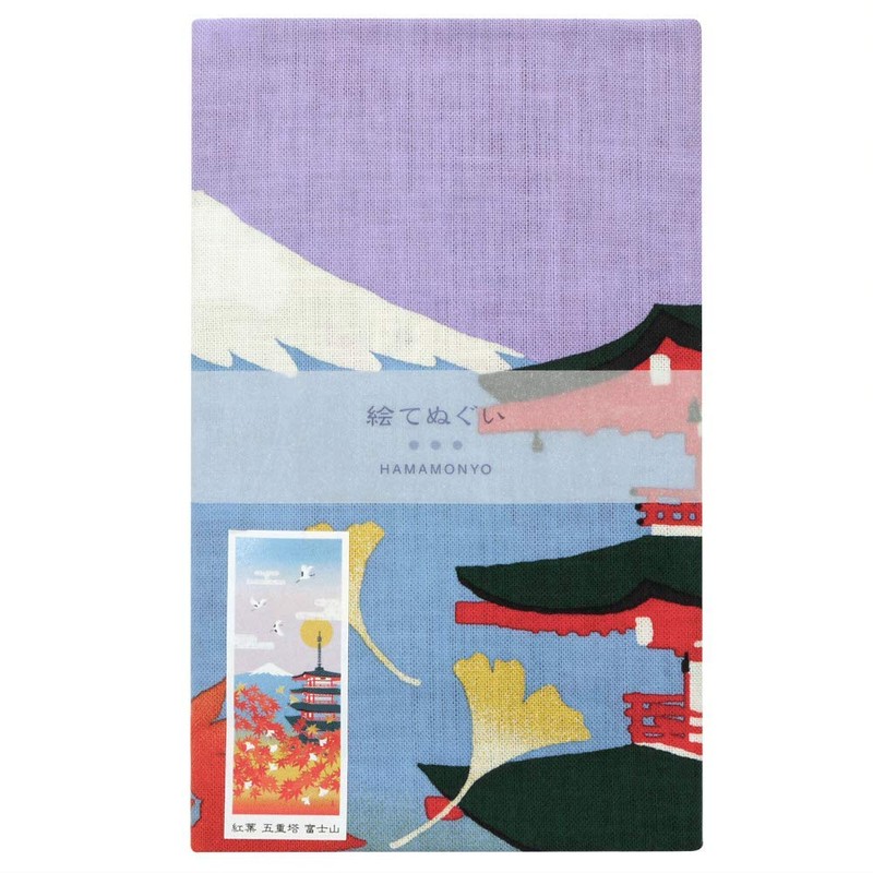 Mt. Fuji Illustration Tenugui Autumn Leaves 5-tiered Tower