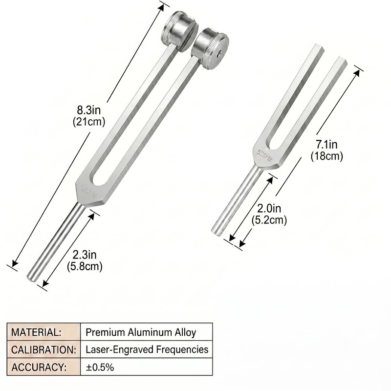 Tuning Forks for Healing Set, 128Hz 136.1Hz 432Hz 528Hz Weighted/Unweighted