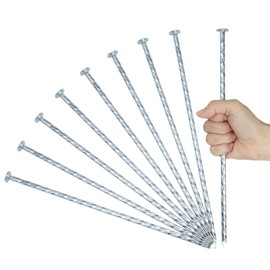 12 Inch Galvanized Landscape Stakes Metal Landscape Edging Anchoring Spikes, Landscape Anchoring Stake for Artificial Turf, Paver Edging, Weed Barrier, Tent, Camping, Carpentry (25)